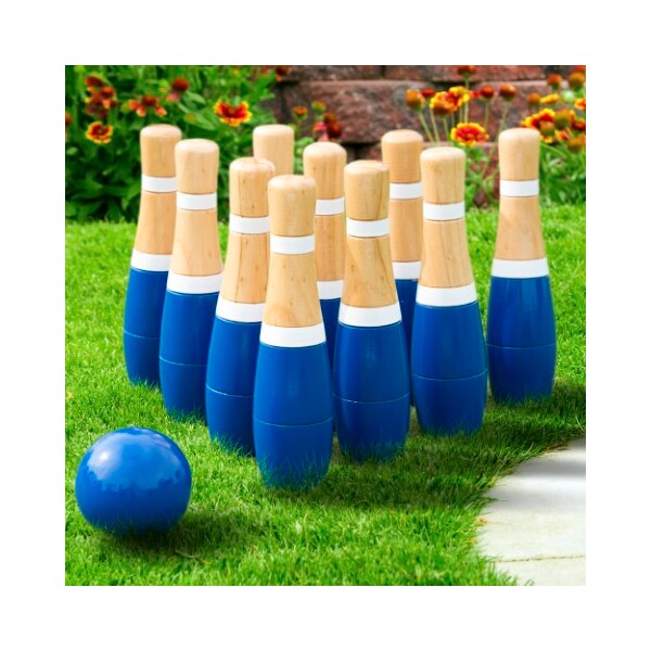 Toy Time Lawn Bowling Game/Skittle Ball for Indoor / Outdoor with Pins, Balls, Bag for Kids, Adults (8 Inch) 878639HYH - main